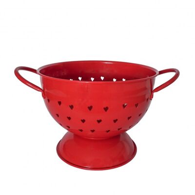 Red colander with hearts 21 cm