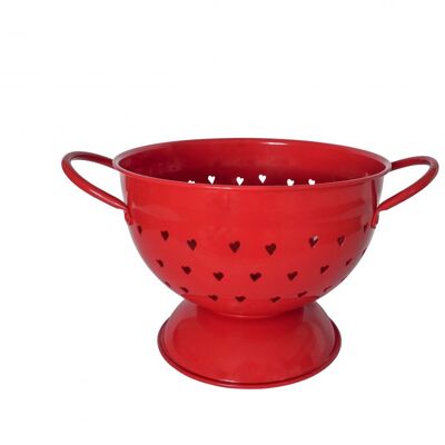 Red colander with hearts 21 cm