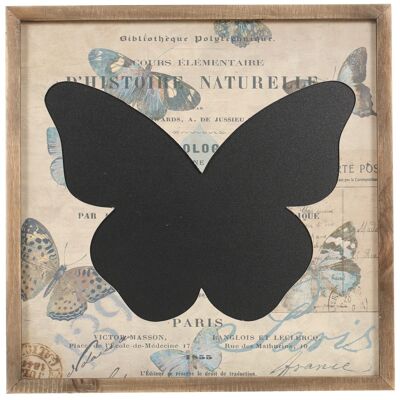 Tableau noir avec cadre en bois en forme de papillon 39,5x39,5 cm Home design