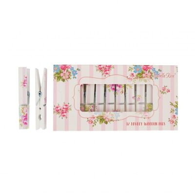 Wooden pegs set Marie pink 12 pcs in box Isabelle Rose