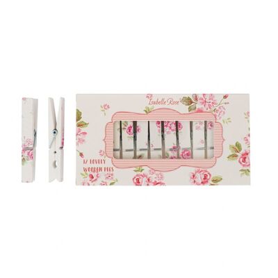 Set mollette in legno Lucy rose 12 pz in scatola Isabelle Rose
