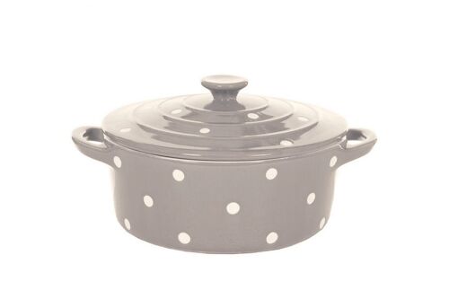 Beige big dish with lid & dots Isabelle Rose