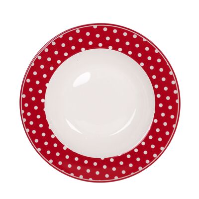 Plato hondo de porcelana Lunares rojo 22 cm Isabelle Rose