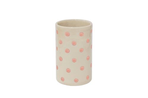Ceramic utensils holder with pink dots 18x11 cm Isabelle Rose