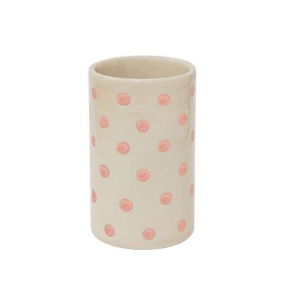 Ceramic utensils holder with pink dots 18x11 cm Isabelle Rose