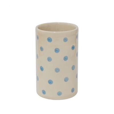 Portautensili in ceramica con pois blu 18x11 cm Isabelle Rose