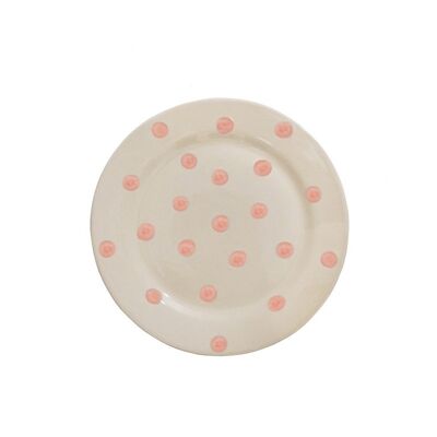Plato de postre de cerámica con lunares rosas 20 cm Isabelle Rose