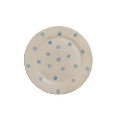 Piatto da dessert in ceramica con pois blu 20 cm Isabelle Rose
