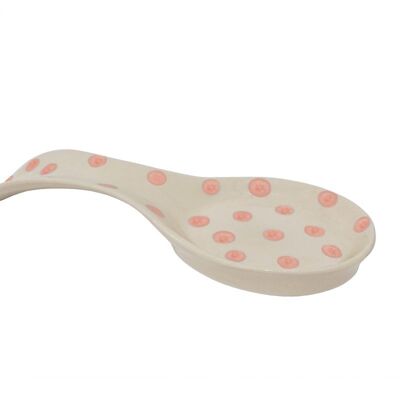 Ceramic spoon rest with pink dots 23 cm Isabelle Rose