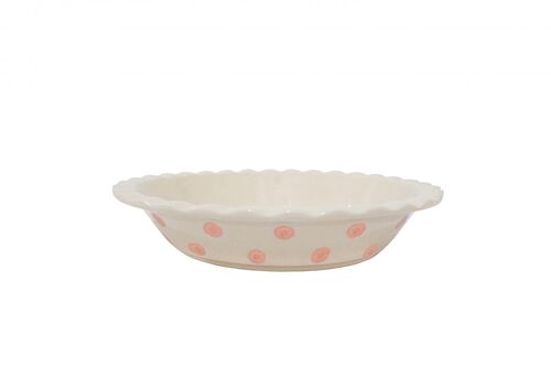 Ceramic pie dish with pink dots 27x7 cm Isabelle Rose