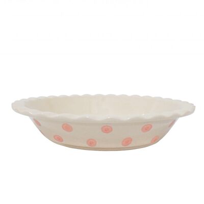Ceramic pie dish with pink dots 27x7 cm Isabelle Rose
