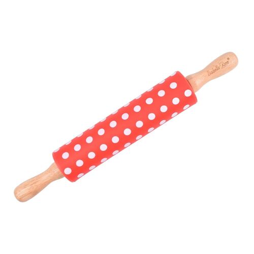 Silicone rolling pin with dots red 38 cm Isabelle Rose