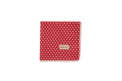 Napkin polka dot red with lace 40x40 cm Isabelle Rose