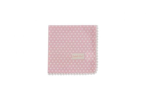 Napkin polka dot pink with lace 40x40 cm Isabelle Rose