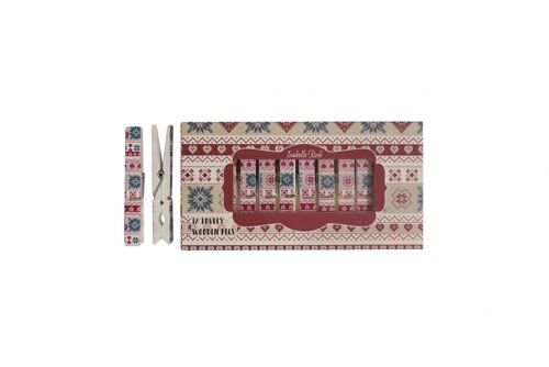 Wooden pegs set Hygge Holidays 12 psc in box Isabelle Rose