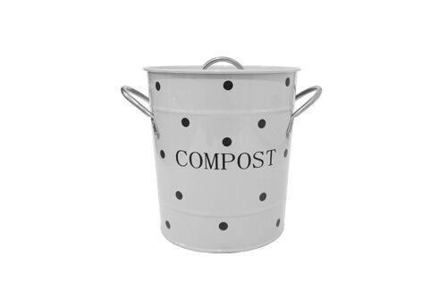 Light grey compost bin with black dots 21x19 cm