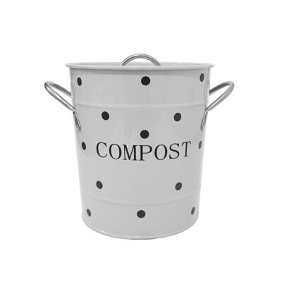 Cubo de compost gris claro con puntos negros 21x19 cm