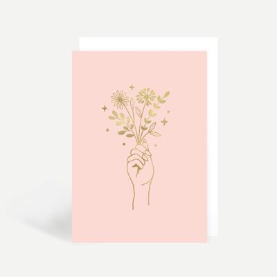 Flowers In Hand Greetings Card