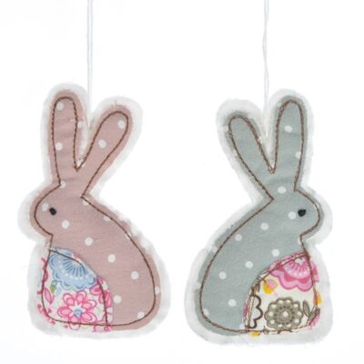 Lapin textile 7x11 cm lot de 2 pièces