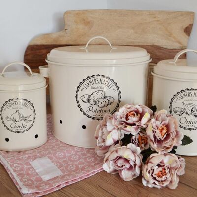 Set of three storage bins - garlic, onions and potato Isabelle Rose