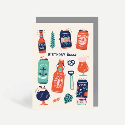 Birthday Beers Greetings Card