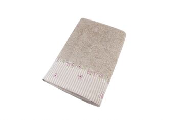 Serviette en coton Vintage beige 70x140 cm Isabelle Rose