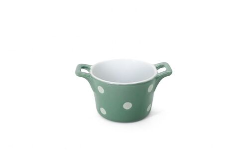 Sage ramekin with handles & dots Isabelle Rose