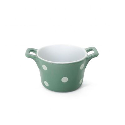 Sage ramekin with handles & dots Isabelle Rose