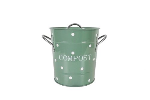 Sage compost bin with white dots 21x19 cm