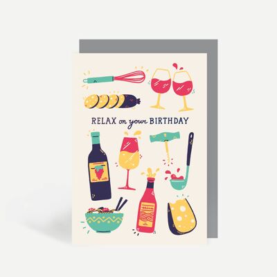 Relax On Your Birthday Food Greetings Card