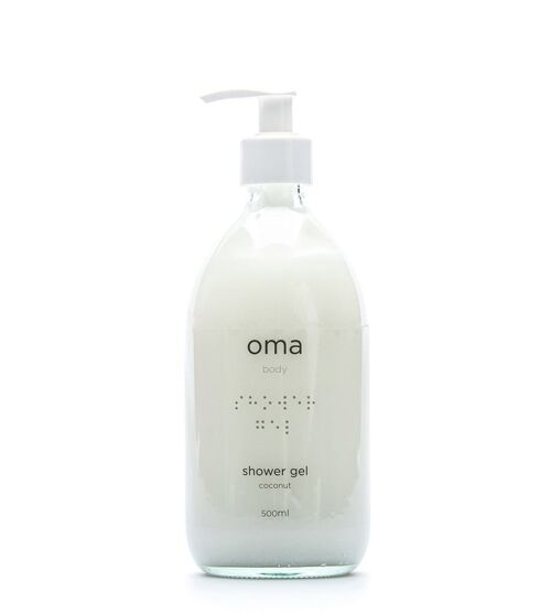 Shower Gel Coconut Based, 500ml - Glass