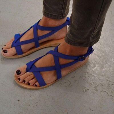 Crossover Strappy Roman Sandals Blue