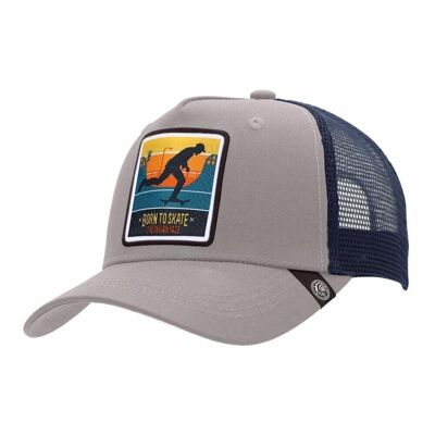 8433856070132 - Trucker Cap Born to Skate Gray The Indian Face for men and women