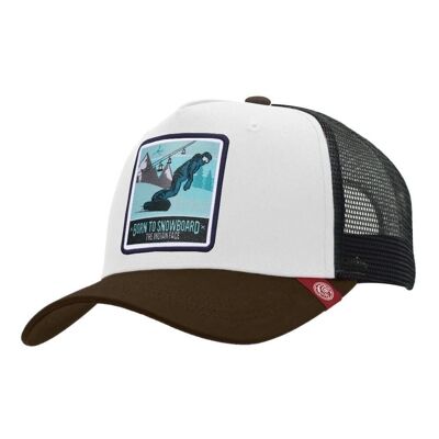 8433856070156 - Trucker Cap Born to Snowboard White The Indian Face for men and women