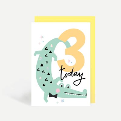 3 Today Crocodile Greetings Card