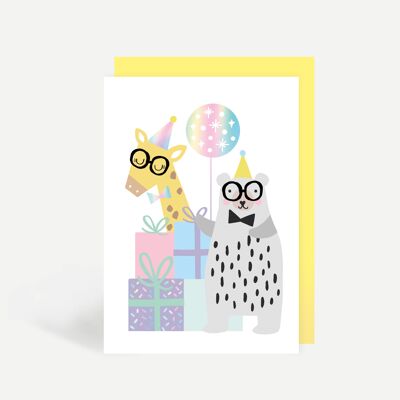 Kids Animal Presents Greetings Card
