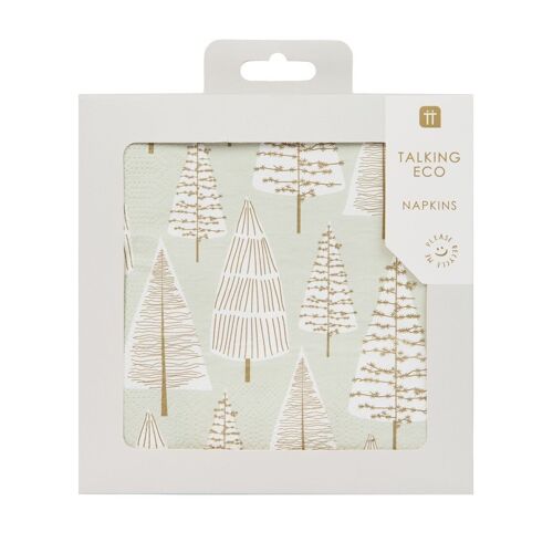 Silver & Gold Christmas Tree Napkins - 20 Pack