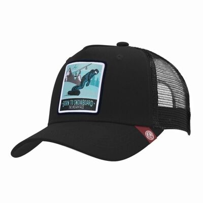 8433856070163 - Cappellino trucker nero Born to Snowboard The Indian Face per uomo e donna