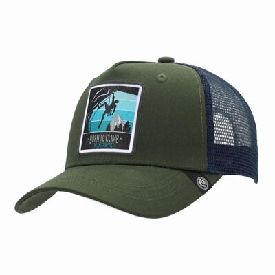 8433856070194 - Trucker Cap Born to Climb Green The Indian Face for men and women