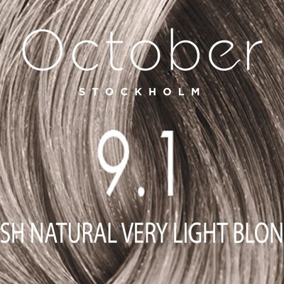9.1 Ash Natural Very Light Blond   ( size : 20.vol (Permanent hårfärg & Gråhårstäckning))