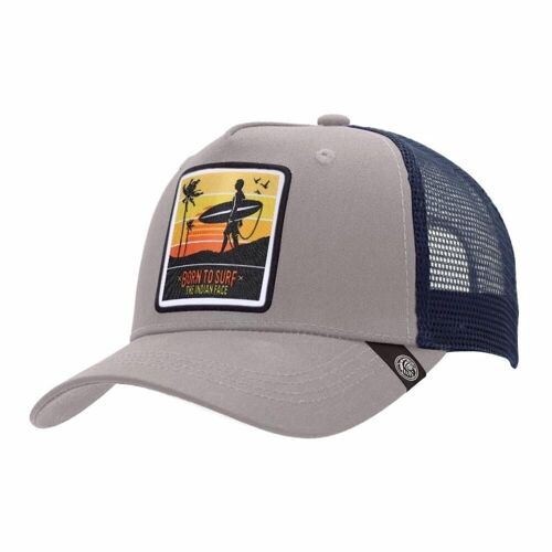 8433856070217 - Gorra Trucker Born to Surf Gris The Indian Face para hombre y mujer