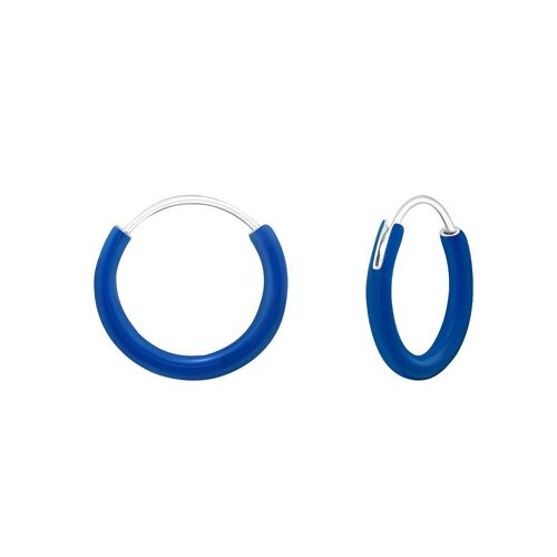 Children's Sterling Silver Royal Blue Hoop Earrings