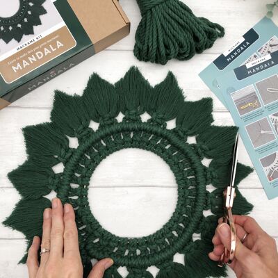 Kit Macramé Couronne Mandala - Vert Sapin