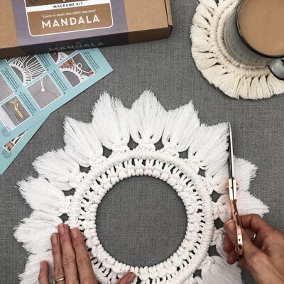 Kit Macramé - Mandala Copo de Nieve - Blanco