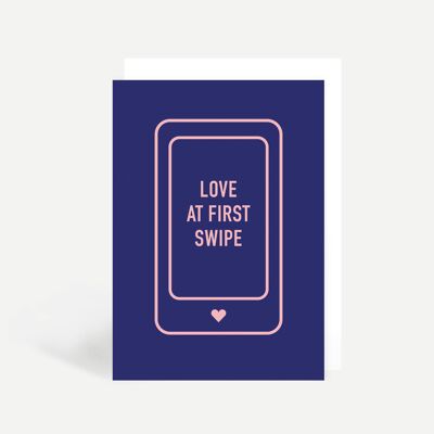 Love At First Swipe Greetings Card