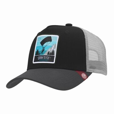 8433856070262 - Trucker Cap Born to Fly Black Das indische Gesicht für Männer und Frauen