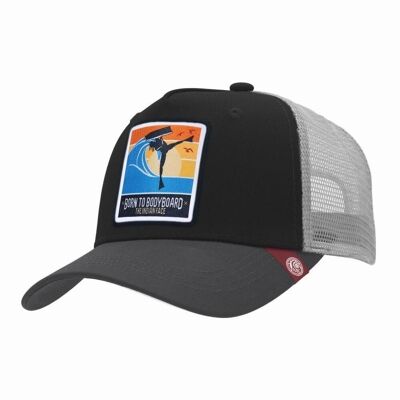 8433856070286 - Trucker Cap Born to Bodyboard Black The Indian Face for men and women