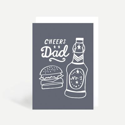 Cheers Dad Burger Beer Greetings Card