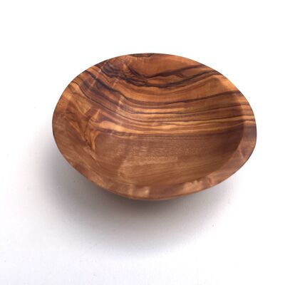 Ciotola rotonda formata a mano libera in legno d'ulivo