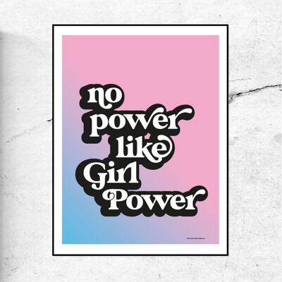 STAMPA RAGAZZA POWER ART - BLU SFUMATURE E ROSA